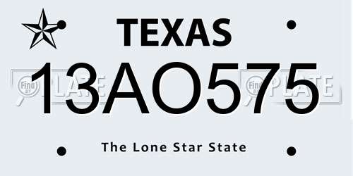 13AO575 Texas License Plate
