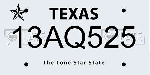 13AQ525 Texas License Plate