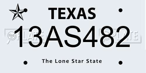 13AS482 Texas License Plate