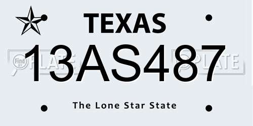 13AS487 Texas License Plate