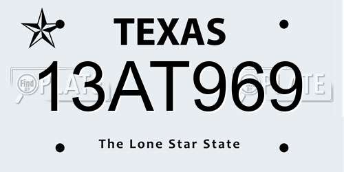 13AT969 Texas License Plate