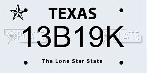 13B19K Texas License Plate