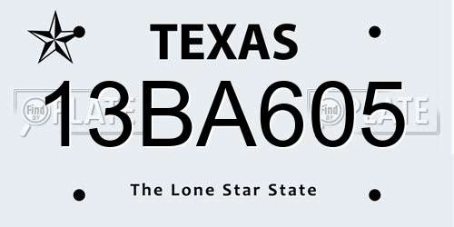13BA605 Texas License Plate