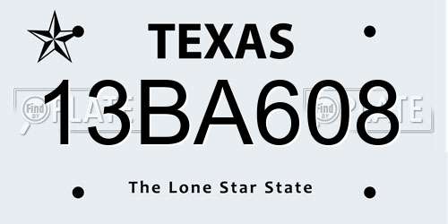 13BA608 Texas License Plate