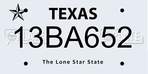 13BA652 Texas License Plate