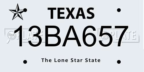 13BA657 Texas License Plate
