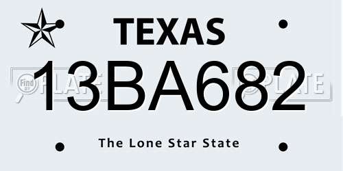 13BA682 Texas License Plate