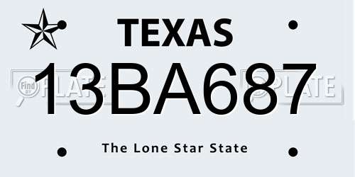 13BA687 Texas License Plate