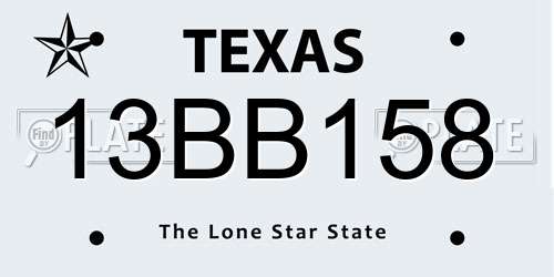 13BB158 Texas License Plate
