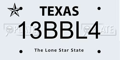 13BBL4 Texas License Plate