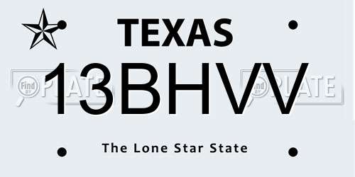 13BHVV Texas License Plate