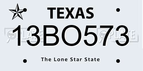 13BO573 Texas License Plate
