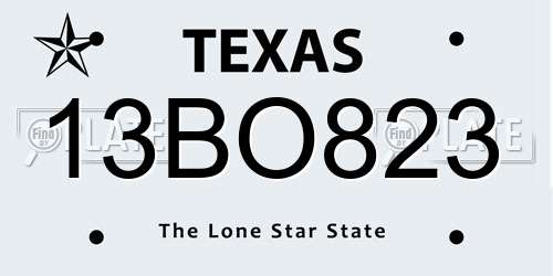 13BO823 Texas License Plate