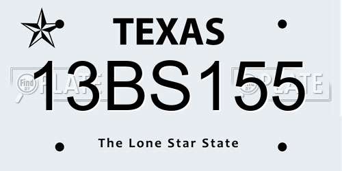 13BS155 Texas License Plate