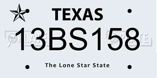 13BS158 Texas License Plate