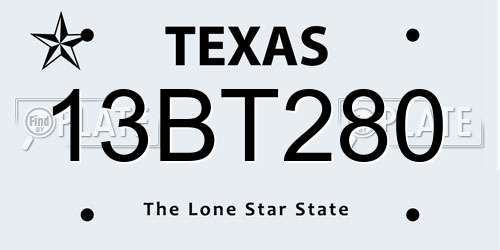13BT280 Texas License Plate