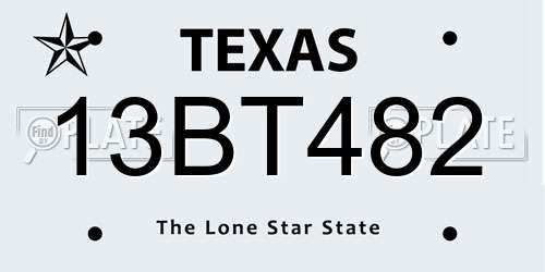 13BT482 Texas License Plate