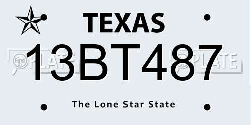 13BT487 Texas License Plate