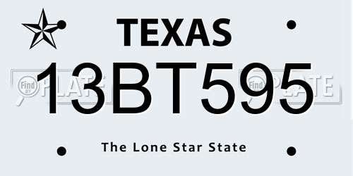 13BT595 Texas License Plate
