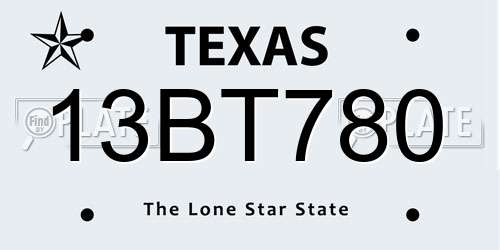 13BT780 Texas License Plate