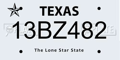 13BZ482 Texas License Plate