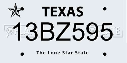 13BZ595 Texas License Plate