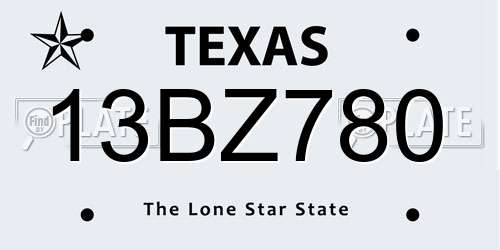 13BZ780 Texas License Plate