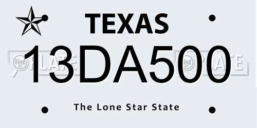13DA500 Texas License Plate