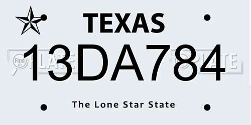 13DA784 Texas License Plate