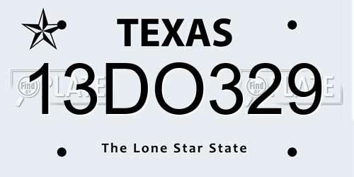 13DO329 Texas License Plate