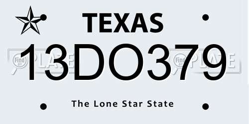 13DO379 Texas License Plate