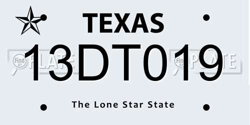 13DT019 Texas License Plate