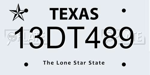 13DT489 Texas License Plate
