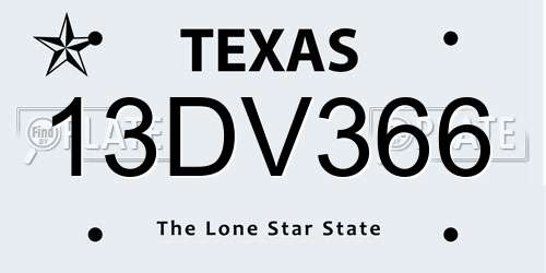 13DV366 Texas License Plate