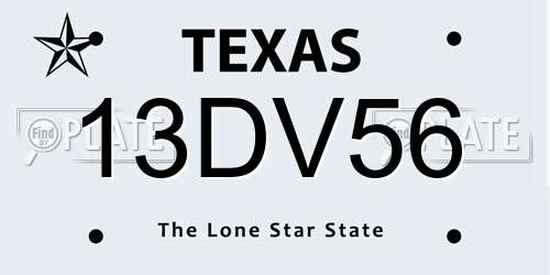 13DV56 Texas License Plate