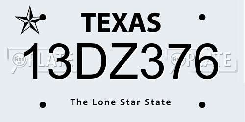 13DZ376 Texas License Plate