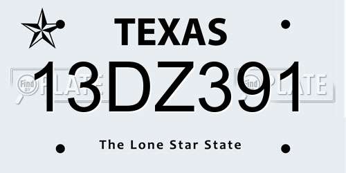 13DZ391 Texas License Plate