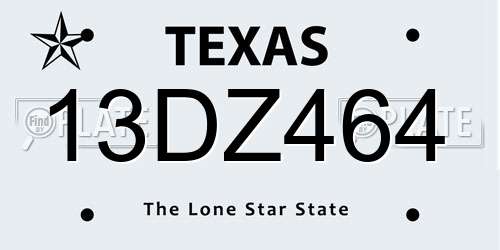 13DZ464 Texas License Plate
