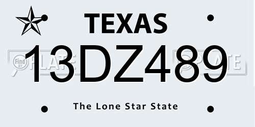 13DZ489 Texas License Plate