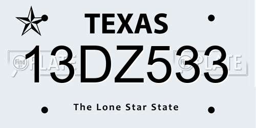 13DZ533 Texas License Plate