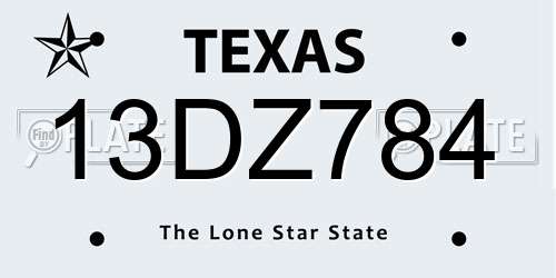 13DZ784 Texas License Plate