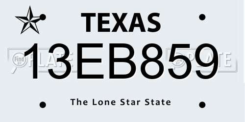 13EB859 Texas License Plate