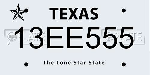 13EE555 Texas License Plate