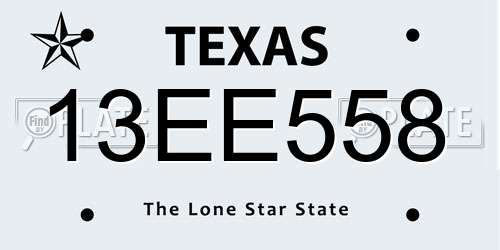 13EE558 Texas License Plate