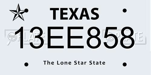 13EE858 Texas License Plate