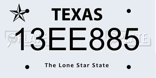 13EE885 Texas License Plate
