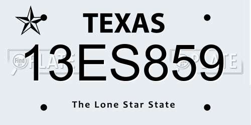 13ES859 Texas License Plate