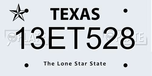 13ET528 Texas License Plate