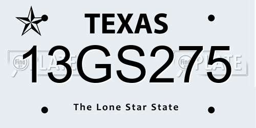13GS275 Texas License Plate