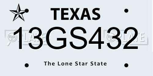13GS432 Texas License Plate
